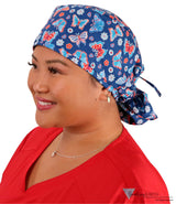 Big Hair Scrub Cap - All American Butterflies Surgical Caps