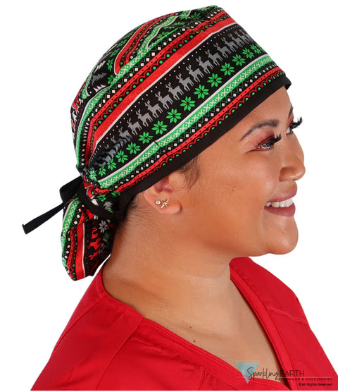 Big Hair Surgical Scrub Cap - Lets Get Cozy With Black Ties Caps