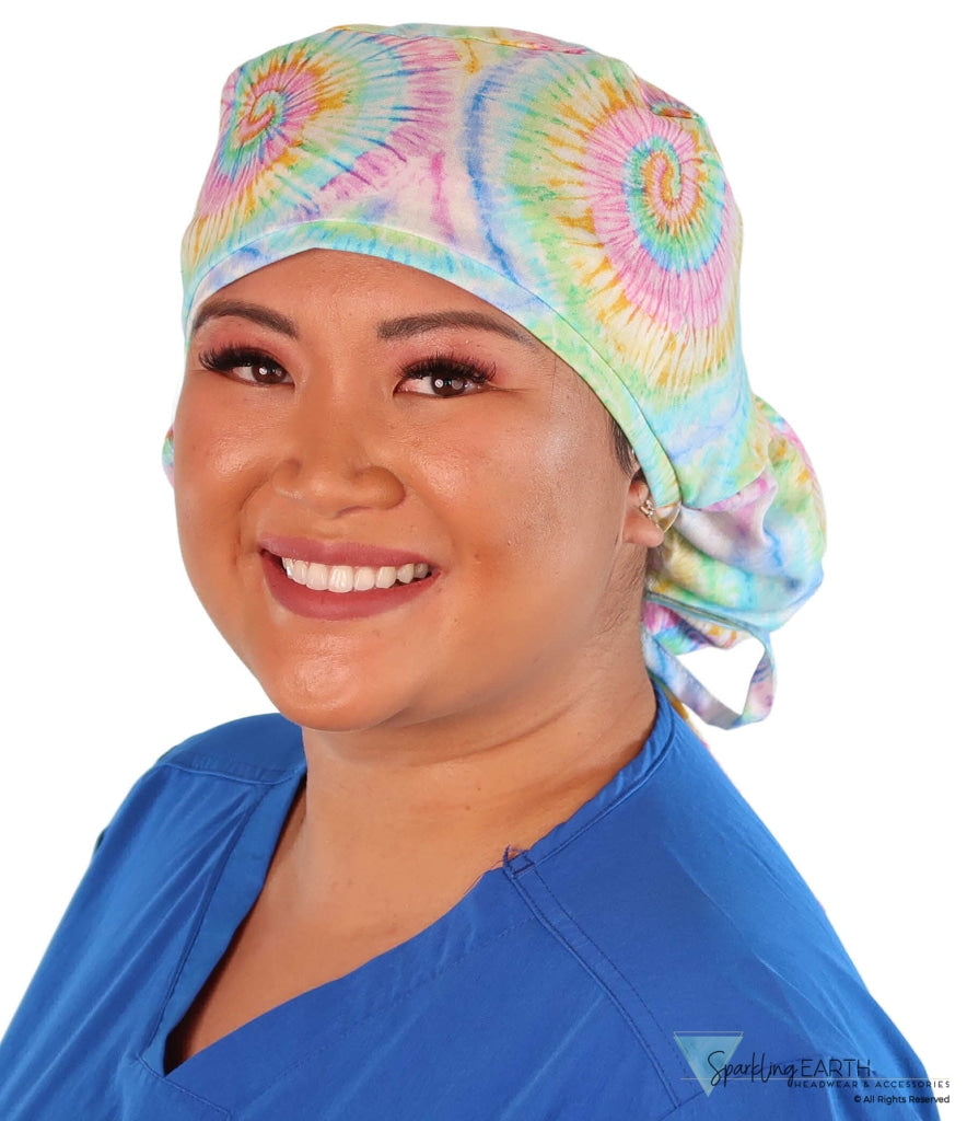 Big Hair Surgical Scrub Cap - Pastel Tie Dye Caps