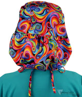 Big Hair Surgical Scrub Cap - Rainbow Bright Color Swirls Caps