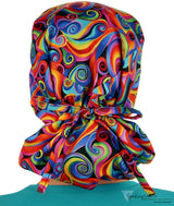 Big Hair Surgical Scrub Cap - Rainbow Bright Color Swirls Caps