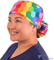 Big Hair Surgical Scrub Cap - Rainbow Kaleidoscope Caps