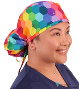 Big Hair Surgical Scrub Cap - Rainbow Kaleidoscope Caps