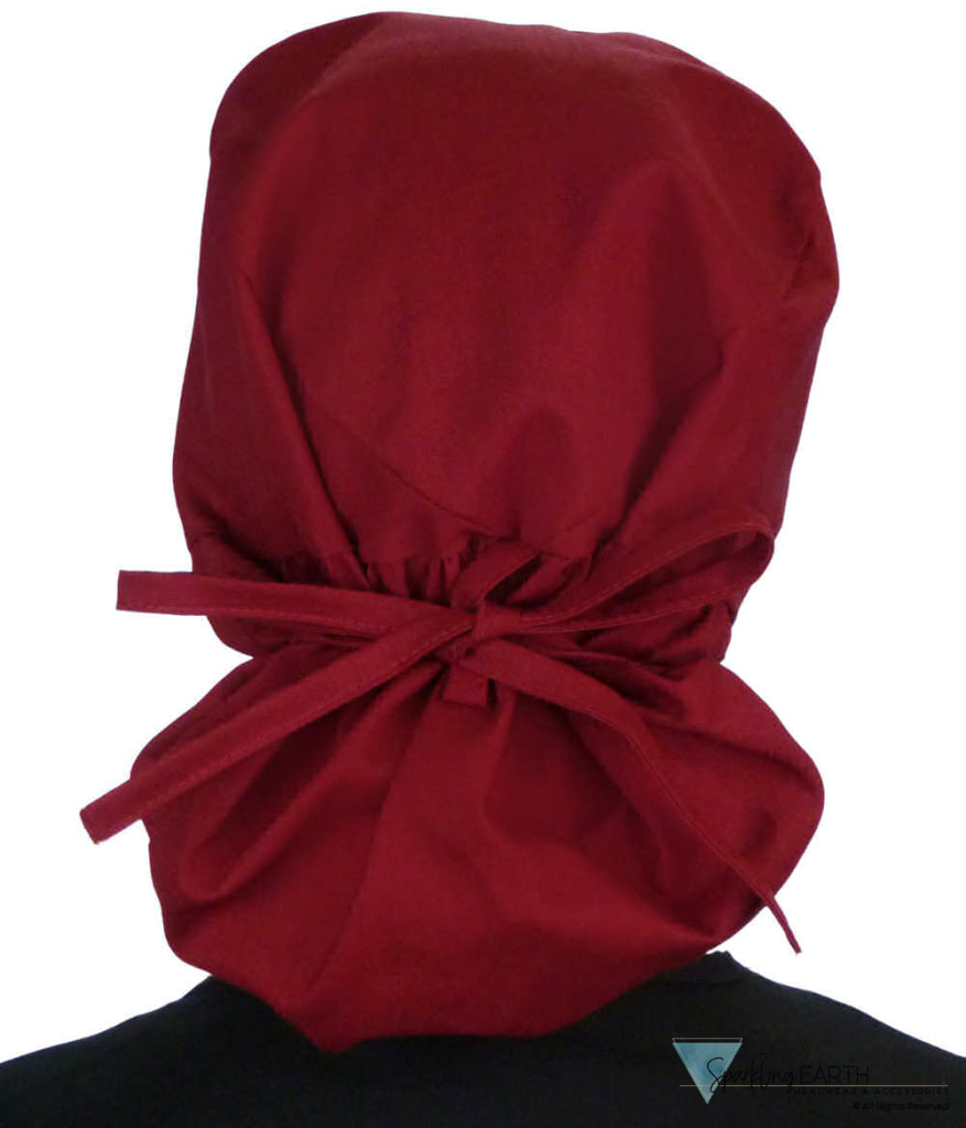 Big Hair Surgical Scrub Cap - Solid Red Wine Caps