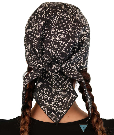 Breathable Cotton Skull Caps Blazing Bandana Black Classic Skull Caps