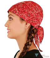 Breathable Cotton Skull Caps - Blazing Bandana Red Classic