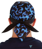 Breathable Cotton Skull Caps - Blue Liquid Flames On Black Classic