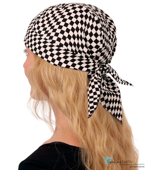 Breathable Cotton Skull Caps Checkered Flag Classic Skull Caps