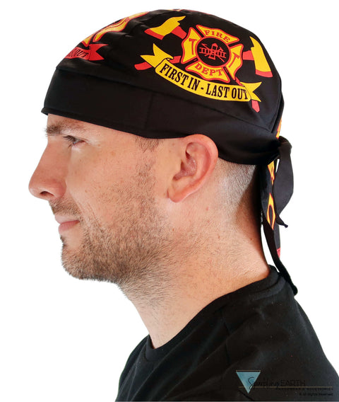 Breathable Cotton Skull Caps - Fire Department On Black Classic