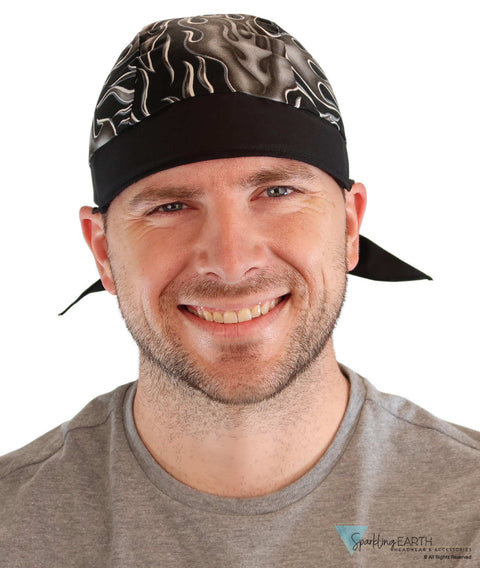Breathable Cotton Skull Caps - Grey Hot Rod Flames - Classic Skull Caps - Sparkling EARTH