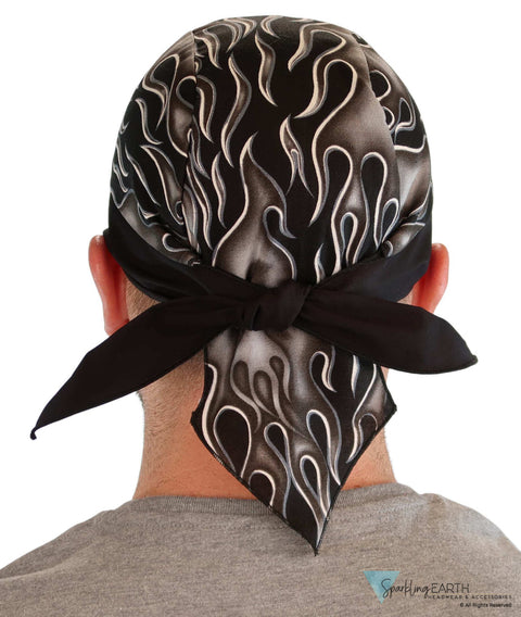 Breathable Cotton Skull Caps - Grey Hot Rod Flames - Classic Skull Caps - Sparkling EARTH