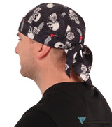 Breathable Cotton Skull Caps Hearts Skulls & Roses on Black Classic Skull Caps