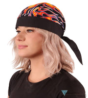 Breathable Cotton Skull Caps - Hot Rod Flames with Black Band Classic Skull Caps