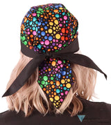 Breathable Cotton Skull Caps - Multi Colored Dots on Black Classic Skull Caps