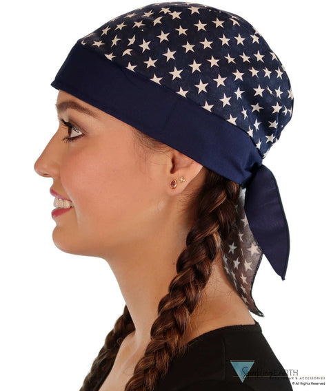 Breathable Cotton Skull Caps - Navy with Stars Classic Skull Caps