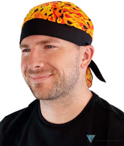 Breathable Cotton Skull Caps - Orange & Yellow Flames with Black Band Classic Skull Caps