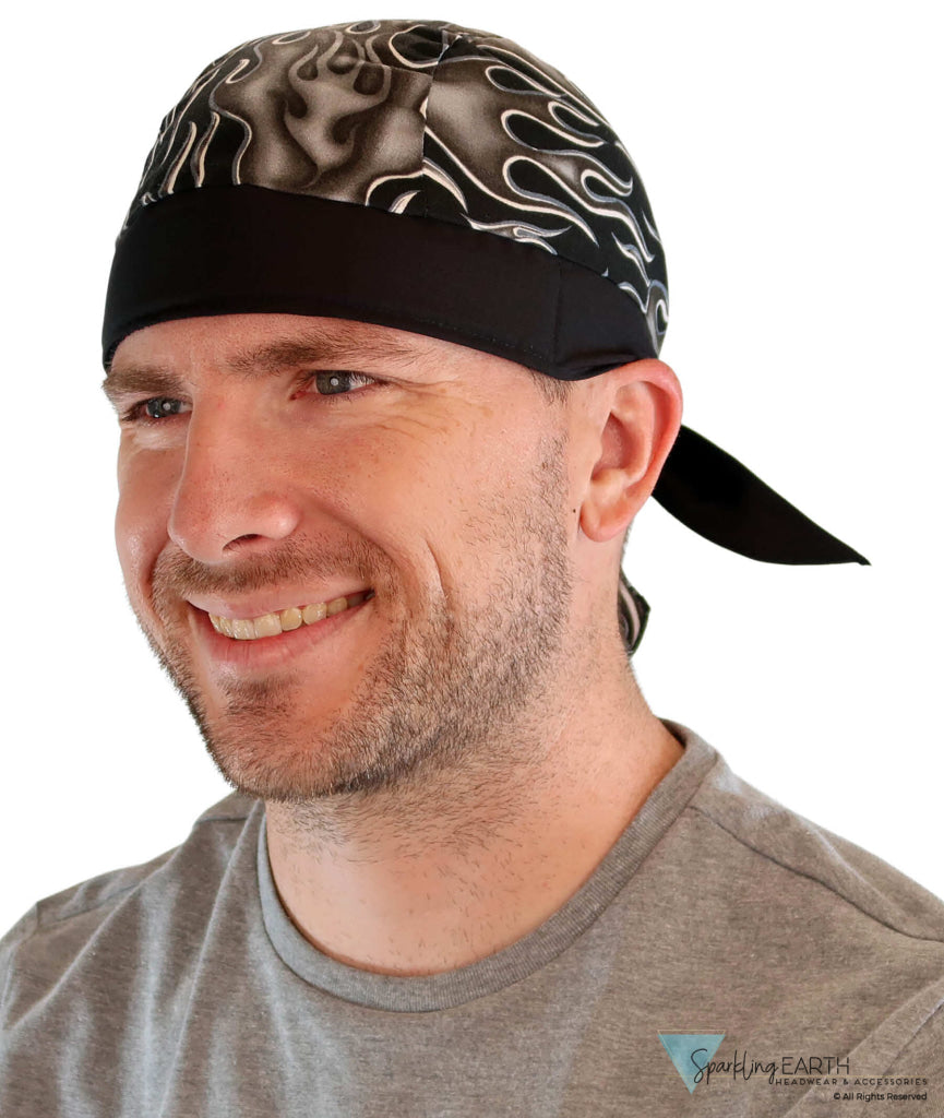 Breathable Cotton Skull Caps: Perfect for Any Activity - Grey Hot Rod Flames Classic Skull Caps