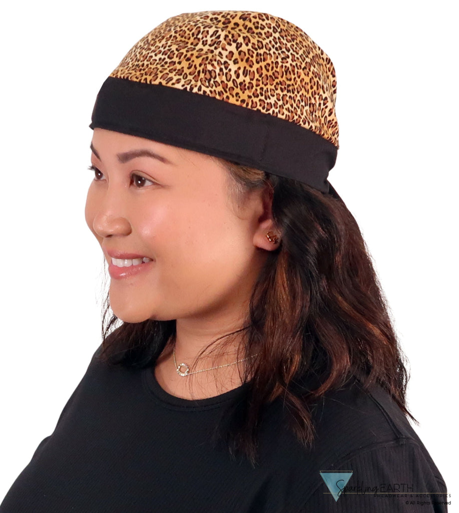 Breathable Cotton Skull Caps: Perfect for Any Activity - Leopard Skin with Black Band Classic Skull Caps