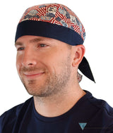 Breathable Cotton Skull Caps: Perfect for Any Activity  - Patriotic Route 66 Flags with Navy Band - Classic Skull Caps - Sparkling EARTH