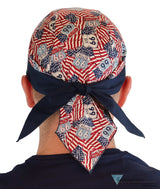 Breathable Cotton Skull Caps: Perfect for Any Activity  - Patriotic Route 66 Flags with Navy Band - Classic Skull Caps - Sparkling EARTH