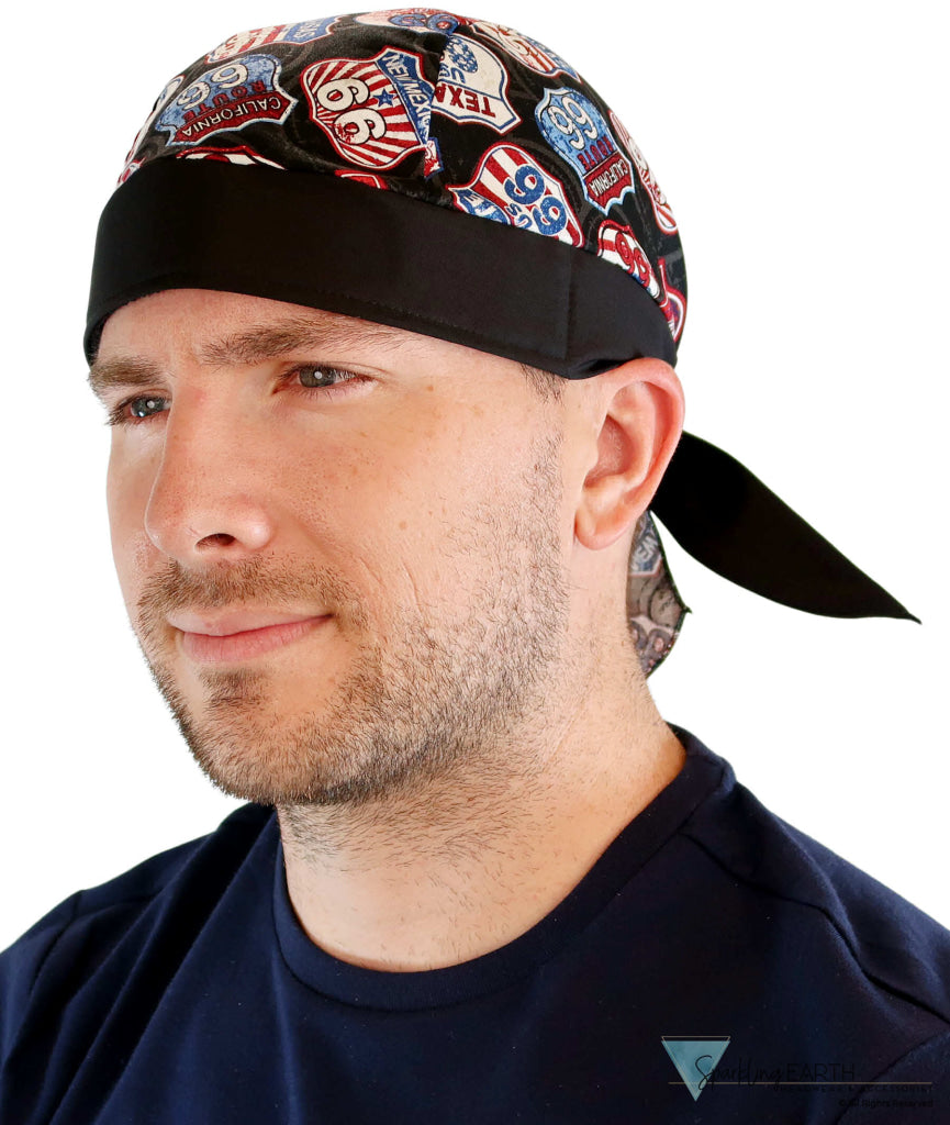 Breathable Cotton Skull Caps Route 66 Patriotic Signs Classic Skull Caps