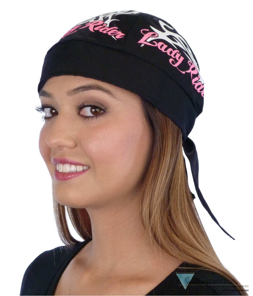 Breathable Cotton Skull Caps: Perfect for Any Activity  - Lady Rider on Black - Classic Skull Caps - Sparkling EARTH