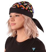 Breathable Cotton Skull Caps: Perfect for Any Activity - Tossed Flip Flops on Black Classic Skull Caps