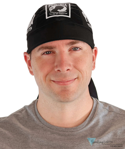 Breathable Cotton Skull Caps: Perfect for Any Activity - White POW MIA on Black Classic Skull Caps