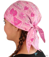 Breathable Cotton Skull Caps Pink Ribbon Squares Classic Skull Caps