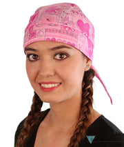 Breathable Cotton Skull Caps Pink Ribbon Squares Classic Skull Caps