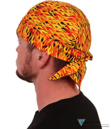 Breathable Cotton Skull Caps Raw Flames Yellow Black & Orange Classic Skull Caps