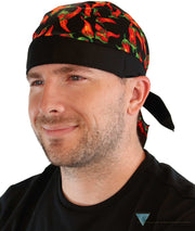Breathable Cotton Skull Caps - Red Chili Peppers with Black Band - Classic Skull Caps - Sparkling EARTH