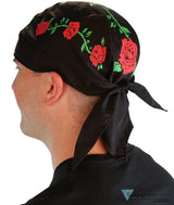 Breathable Cotton Skull Caps - Red Roses On Black Classic