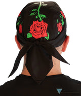 Breathable Cotton Skull Caps - Red Roses On Black Classic