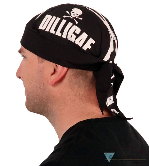 Breathable Cotton Skull Caps Screen Printed DILLIGAF on Black Classic Skull Caps