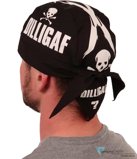 Breathable Cotton Skull Caps Screen Printed DILLIGAF on Black Classic Skull Caps
