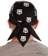 Breathable Cotton Skull Caps - Screen Printed Get Your Kicks On Route 66 Black Classic