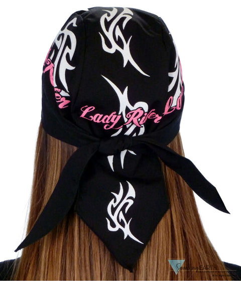 Breathable Cotton Skull Caps - Screen Printed Lady Rider on Black - Classic Skull Caps - Sparkling EARTH
