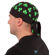 Breathable Cotton Skull Caps - Shamrocks on Black Classic Skull Caps