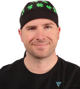 Breathable Cotton Skull Caps - Shamrocks on Black Classic Skull Caps