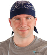 Breathable Cotton Skull Caps Small Stars on Navy with Navy Band Classic Skull Caps