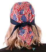 Breathable Cotton Skull Caps - Small Tossed US Flag #2 Classic Skull Caps