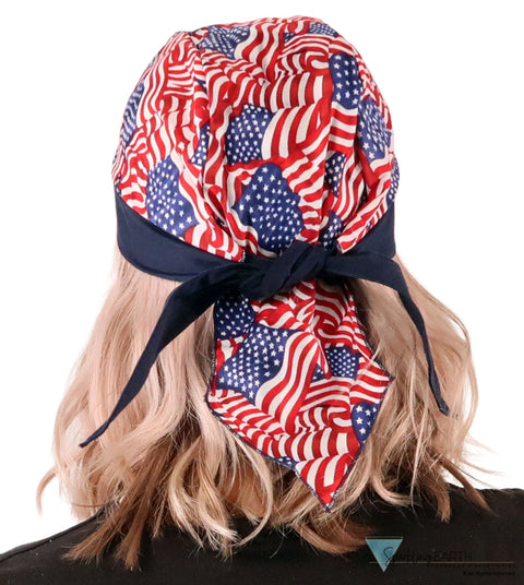 Breathable Cotton Skull Caps - Small Tossed US Flag #2 Classic Skull Caps