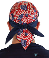 Breathable Cotton Skull Caps Small Tossed US Flag #2 Classic Skull Caps