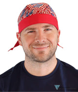 Breathable Cotton Skull Caps Small Tossed US Flag with Red Band Classic Skull Caps