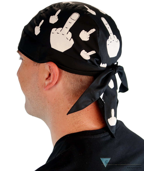Breathable Cotton Skull Caps - White Bird Finger on Black - Classic Skull Caps - Sparkling EARTH