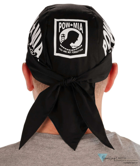 Breathable Cotton Skull Caps White POW MIA on Black Classic Skull Caps