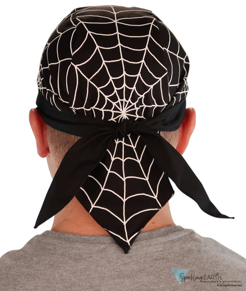 Breathable Cotton Skull Caps White Spider Webs Classic Skull Caps