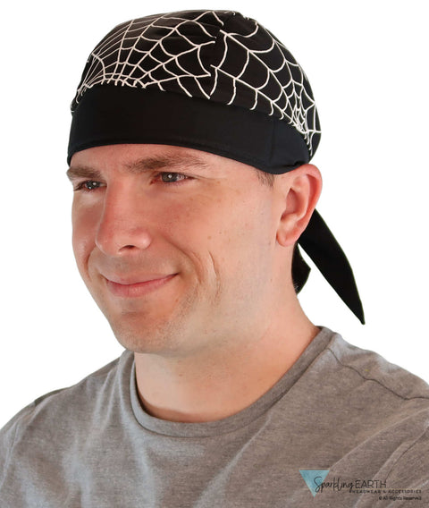 Breathable Cotton Skull Caps White Spider Webs Classic Skull Caps