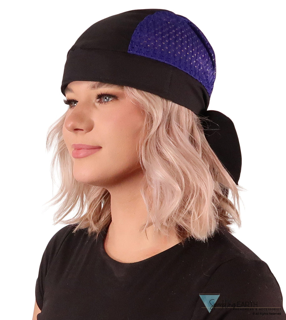 Breathable Cotton Skull Caps with Air Flow Side Panels - Ultimate Comfort Cotton - Purple and Black Air Flow (Mesh